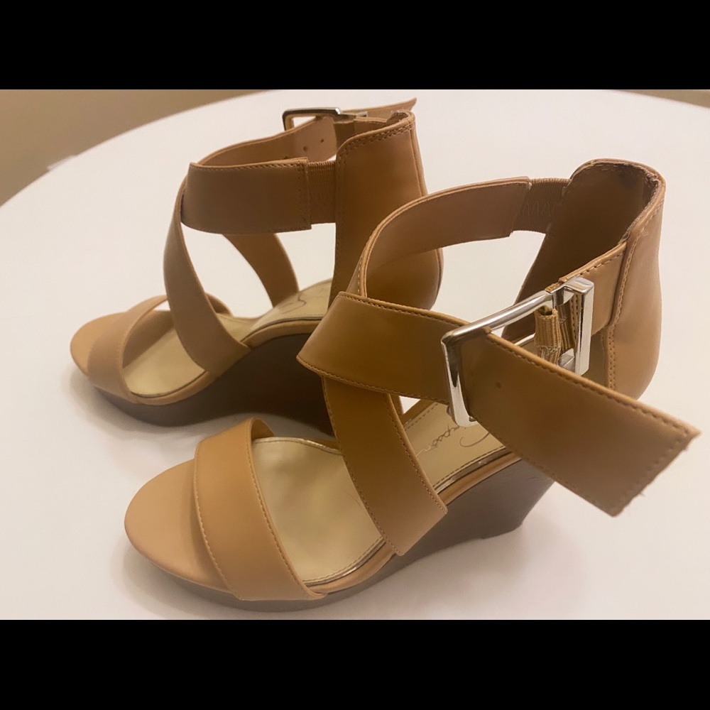 Jessica Simpson platform tan heels - like new